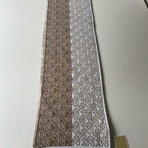 Michael Kors Camel and White Monogram Knit Scarf